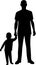 Silhouette. Father holds son hand