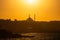 Silhouette of Fatih Mosque at sunset. Istanbul background photo