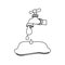 silhouette faucet pouring out water drop icon