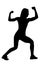 A silhouette of a female athlete