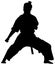 Silhouette of a female athlete kata karate vector