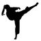 Silhouette of a female athlete kata karate vector