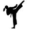 Silhouette of a female athlete kata karate vector
