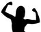 Silhouette of Female Bodybuilder Flexing