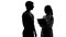 Silhouette of female doctor examining male patient, healthcare and medicine