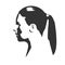 Silhouette of a female head. Face profile view.