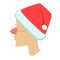 Silhouette of female head santa hat