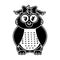 Silhouette female owl cute animal with ribbon bow