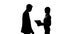 Silhouette of female secretary showing report to boss in office, teamwork