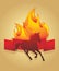 Silhouette of a fiery horse. Icon for design