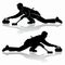 Silhouette of figure curling player , vector draw