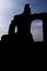 silhouette Firoz Shah Kotla historical monuments, New Delhi India Mughal period