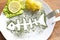 Silhouette fish in dill on plate