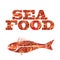 Silhouette of Fish. Seafood Text