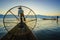 Silhouette fishermen in Inle Lake at sunrise, Shan State, Myanmar