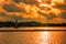 Silhouette of a fishing boat against sunset at Shela Beach in Lamu Island, Kenya