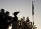 Silhouette flag and old world war 1 war memorial with an Eagle with outstretched wings, Sorrento