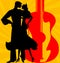 silhouette of flamenco dancers