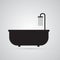 Silhouette flat icon, simple vector design. Bathtub with shower