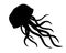 Silhouette of a floating Medusa - vector sign for a logo or pictogram. Jellyfish silhouette for a button or corporate identity on