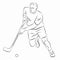 Silhouette of floorball player, vector draw