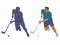 Silhouette of floorball player, vector draw