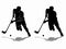 Silhouette of floorball player, vector draw