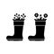 Silhouette Flowers in rubber boot. Outline icon of garden decoration. Black simple illustration of upcycling, reuse of old things