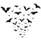 Silhouette of flying bats swarm. Vector illustration.