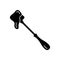Silhouette fondue fork. Outline icon of tasty snack. Piece of food and dripping cheese or chocolate sauce. Black simple