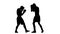 Silhouette forbidden low blow in boxing