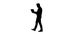 Silhouette Formal man walking and using laptop.