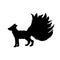 Silhouette Fox nine tailed. Mythology magical creature.