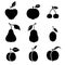 Silhouette of fruits icon set