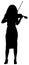 Silhouette of a full-length violinist girl playing the violin