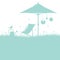 Silhouette Garden Deck Chair And Umbrella Turquoise