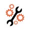 Silhouette gear wheel icon with Two headed wrench