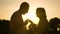 Silhouette of gentleman kissing hand to wife, senior couple in love, romance