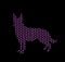 Silhouette of german shepherd filled with pink dog paw prints pa