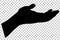 Silhouette Gesture Left Hand, Ready to Receive or Begging Something, at Transparent Effect Background