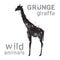 Silhouette Giraffe In Grunge Design Style Animal Icon