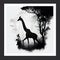 Silhouette of Giraffe in Misty Forest, Made with Generative AI
