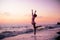 Silhouette of a girl on the beach