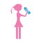 Silhouette girl bottle water hydrant