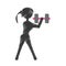 Silhouette girl dumbbell fitness