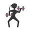 Silhouette girl dumbbell lifting fitness