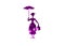 Silhouette girl floats with umbrella in his hand, Mary Poppins style, vector isolated