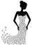 Silhouette of a girl in a flying apart dress