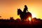 Silhouette of girl and horse