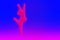 Silhouette of a girl in a jump, on a blue-purple background